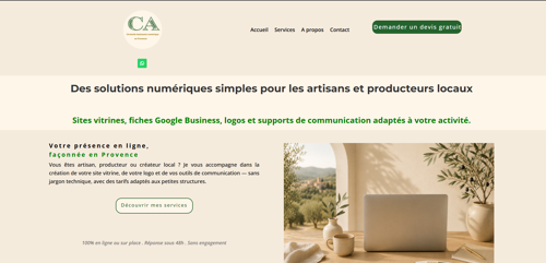 Site internet vitrine de Christelle Assistante Numérique en Provence pour artisans et producteurs locaux